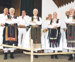 V Adlešičih so nekaj uskoških pesmi zapeli pevci in pevke metliške folklorne skupine Ivan Navratil, ki so bili oblečeni v narodne noše iz Bojancev. (Foto: M. B.-J.)