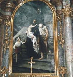 Ena od slik, ki jih je narisal in predstavlja ustanovitelja reda Barmherzige Brüder – Johannesa von Gotta, je na ogled v cerkvi reda Barmherzige Brüder v Gradcu.