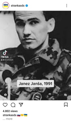 "Heroji ne bežijo," je SDS sporočala prek družbenih omrežij ob fotografijah Janeza Janše iz leta 1991 in Volodimirja Zelenskega. (Instagram)