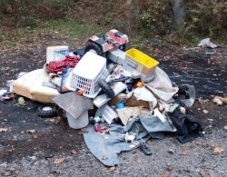 Kup odpadkov, odloženih v gozdu, le 500 metrov od Centra za ravnanje z odpadki Vranoviči (november 2018)