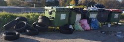 Zelo pogost pojav, ko občani ekološki otok »zamenjajo« za zbirališče kosovnih odpadkov (junij 2017).
